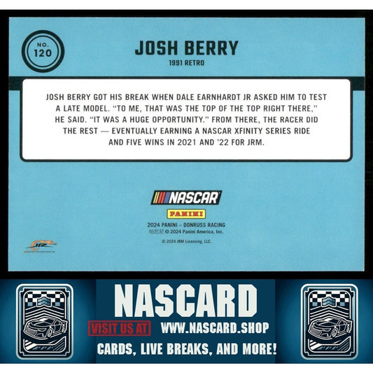 2024 Panini Donruss NASCAR - Retro 1991 Josh Berry #120 Pink /25