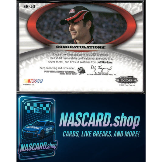 2009 Press Pass Showcase Jeff Gordon Elite Exhibit Triple Memorabilia Gold #/45 - NASCARD.shop