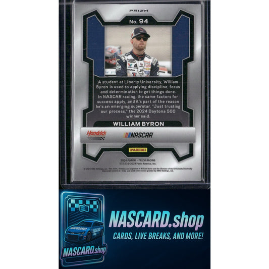 2024 Panini Prizm #94 William Byron White Sparkle - NASCARD.shop