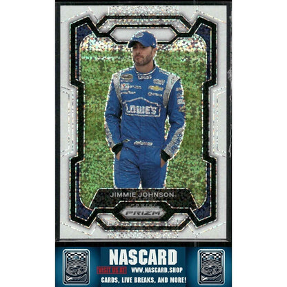 2024 Panini Prizm Racing #18 Jimmie Johnson White Sparkle Prizm