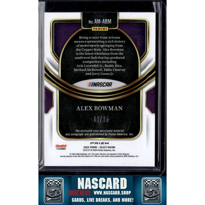 2024 Panini Select #AM-ABM Alex Bowman Autographed Memorabilia Blue Prizms - NASCARD.shop