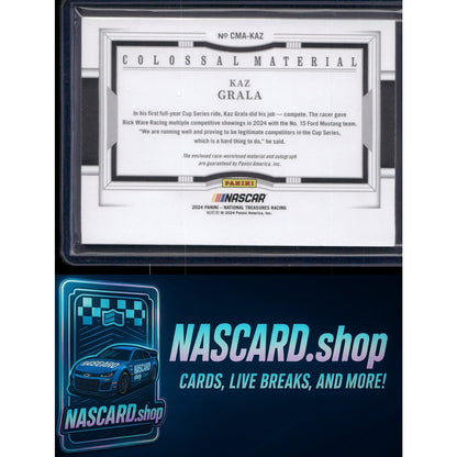 2024 Panini National Treasures #CMA-KAZ Kaz Grala Colossal Material Auto #/49 - NASCARD.shop