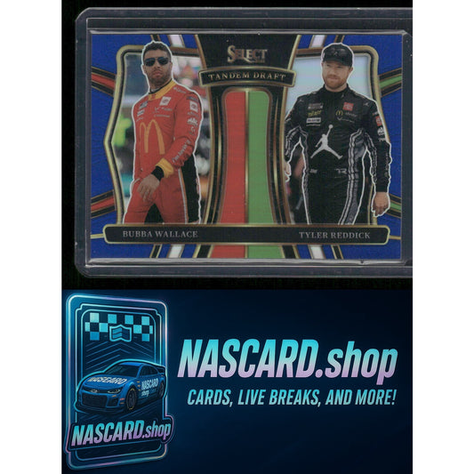 2025 Panini Select #6 Bubba Wallace Tyler Reddick Tandem Draft Blue Prizms #/49