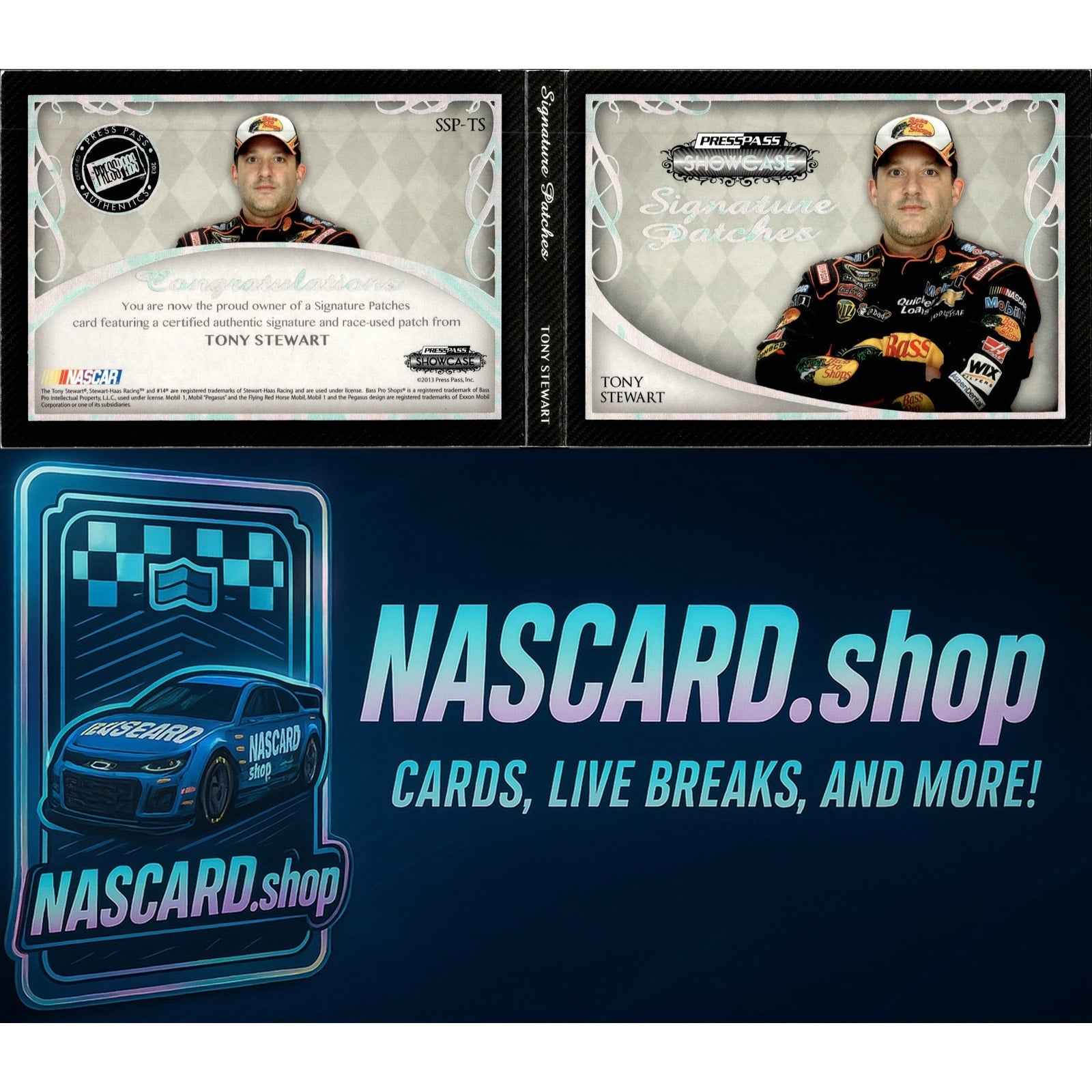 2013 Press Pass Showcase Tony Stewart NASCAR Sprint Cup Patch Book 1/1