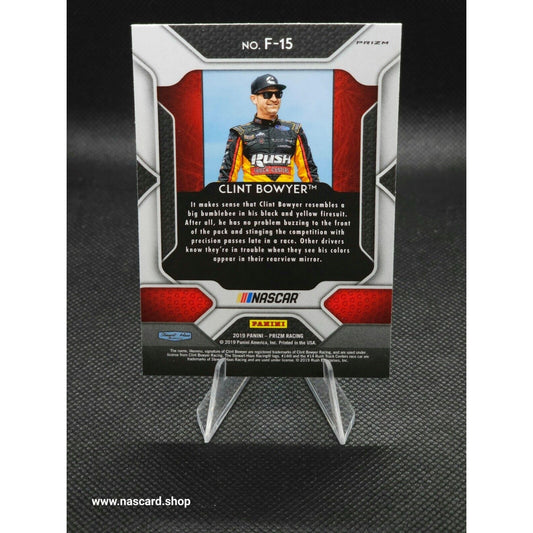 2019 Panini Prizm Fireworks White Sparkle Prizm #F-15 Clint Bowyer