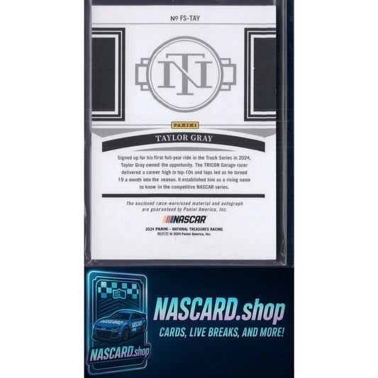 2024 Panini National Treasures #FS-TAY Taylor Gray Firesuit Signatures #/99