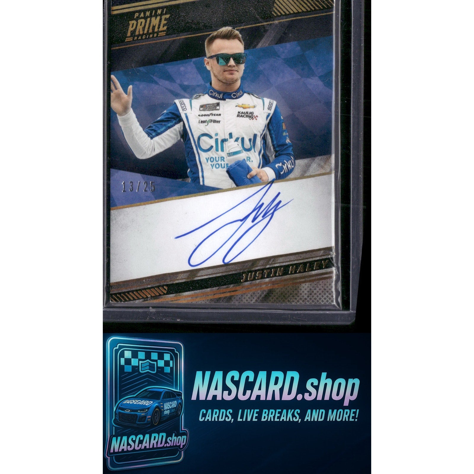 2023 Panini Prime #PS-JHA Justin Haley Prime Signatures Holo Gold #/25 - NASCARD.shop