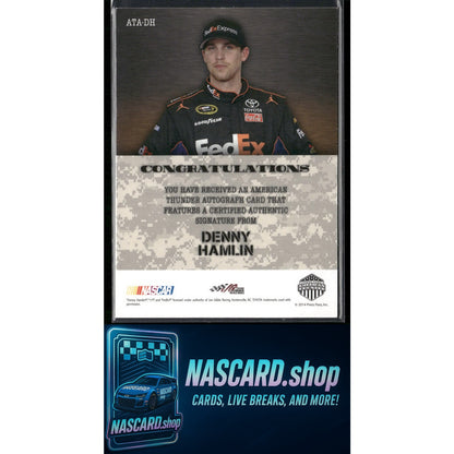2014 Press Pass American Thunder #ATA-DH Denny Hamlin Autographs White #/60 - NASCARD.shop