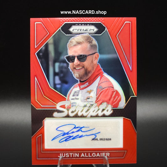 2024 Panini Prizm Racing Scripts Red Prizm Justin Allgaier /99
