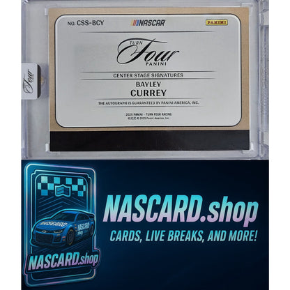 2025 Panini Turn Four #CSS-BCY Bayley Currey Center Stage Signatures Blue #/49