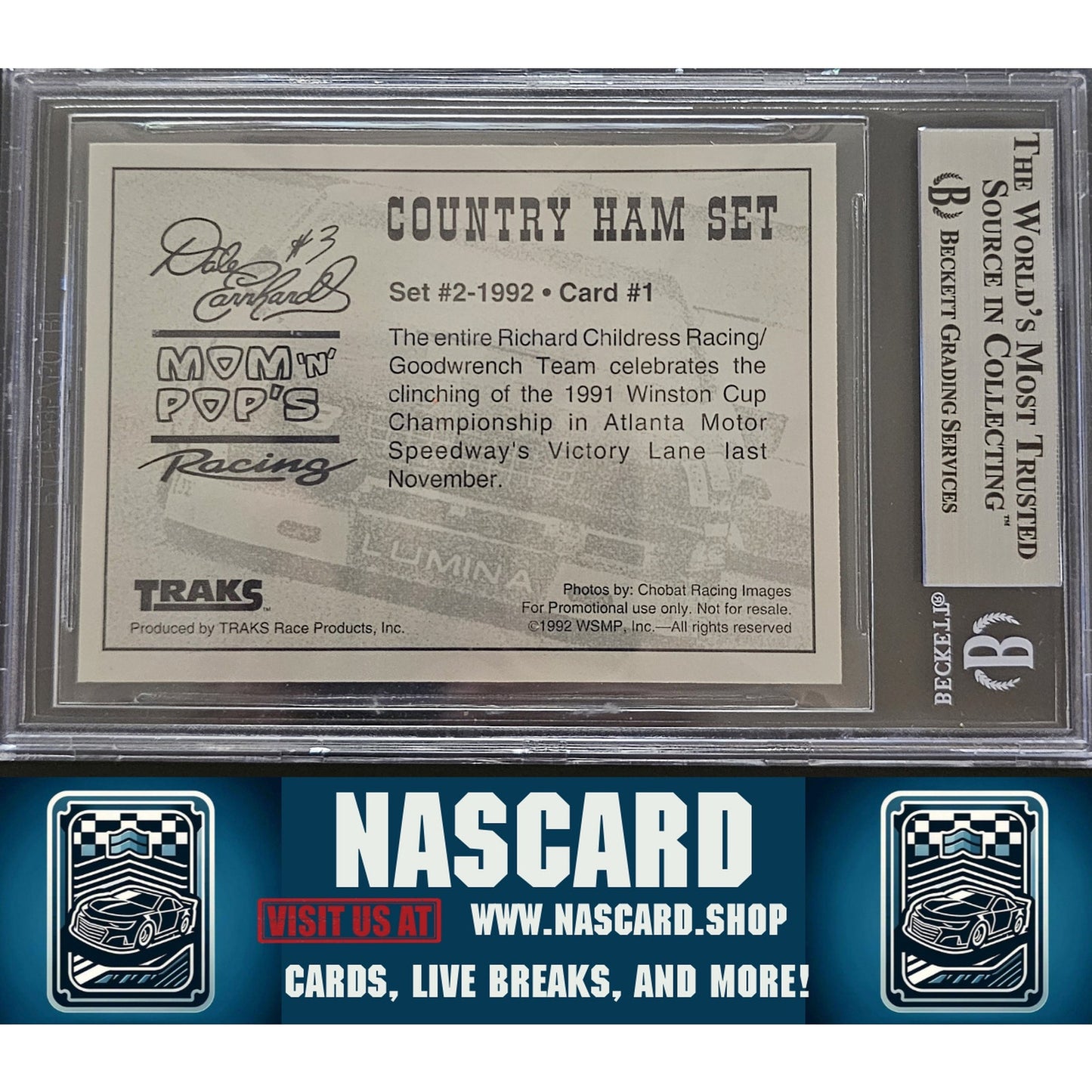 1992 Traks Mom-n-Pop's Ham Dale Earnhardt #1 Dale Earnhardt Sr. Autograph - NASCARD.shop