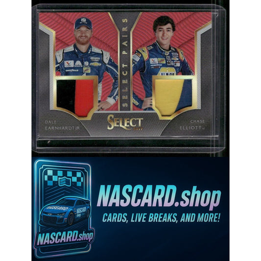 2017 Panini Select Dale Earnhardt Jr Chase Elliott Select Pairs Red Prizms #/25