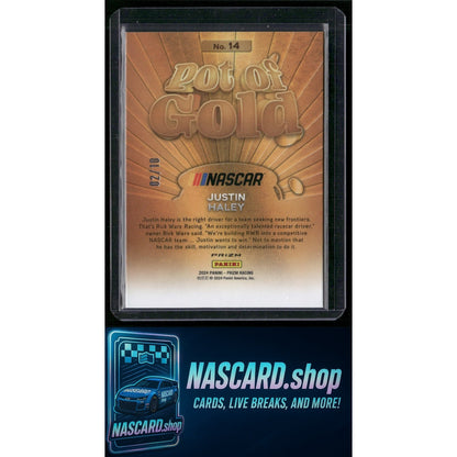 2024 Panini Prizm #14 Justin Haley Pot Of Gold Gold #/10 - NASCARD.shop