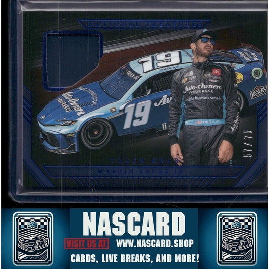 2024 Panini National Treasures #TG-MTJ Martin Truex Jr. Track Gear Blue #/75