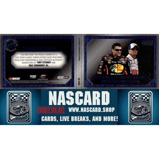 2014 Press Pass Five Star Tony Stewart/ Dale Jr Autograph Booklet Blue #5/5