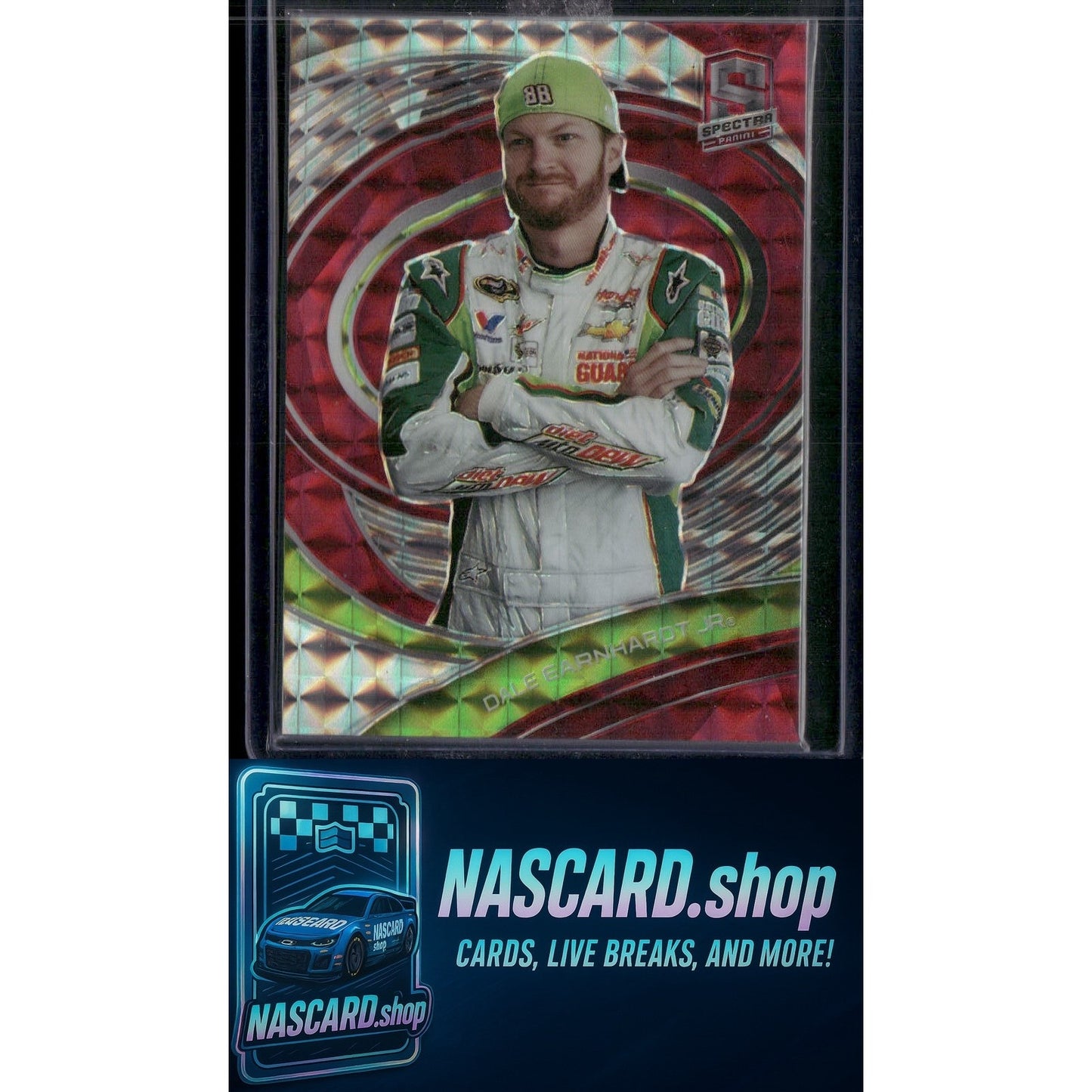 2022 Panini Chronicles #50 Dale Earnhardt Jr. Spectra Interstellar Red #/49 - NASCARD.shop