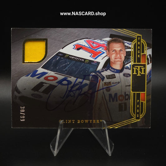 2023 National Treasures Track Pass Material Signatures Clint Bowyer /99