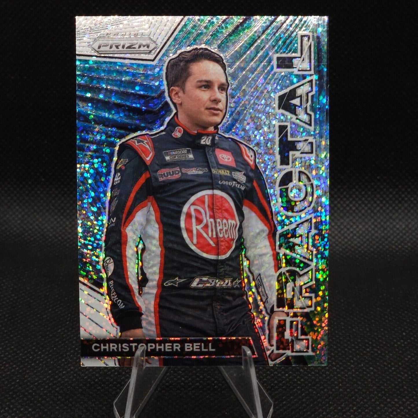 2023 Panini Prizm Racing Fractal White Sparkle Prizm #F13 Christopher Bell - NASCARD.shop
