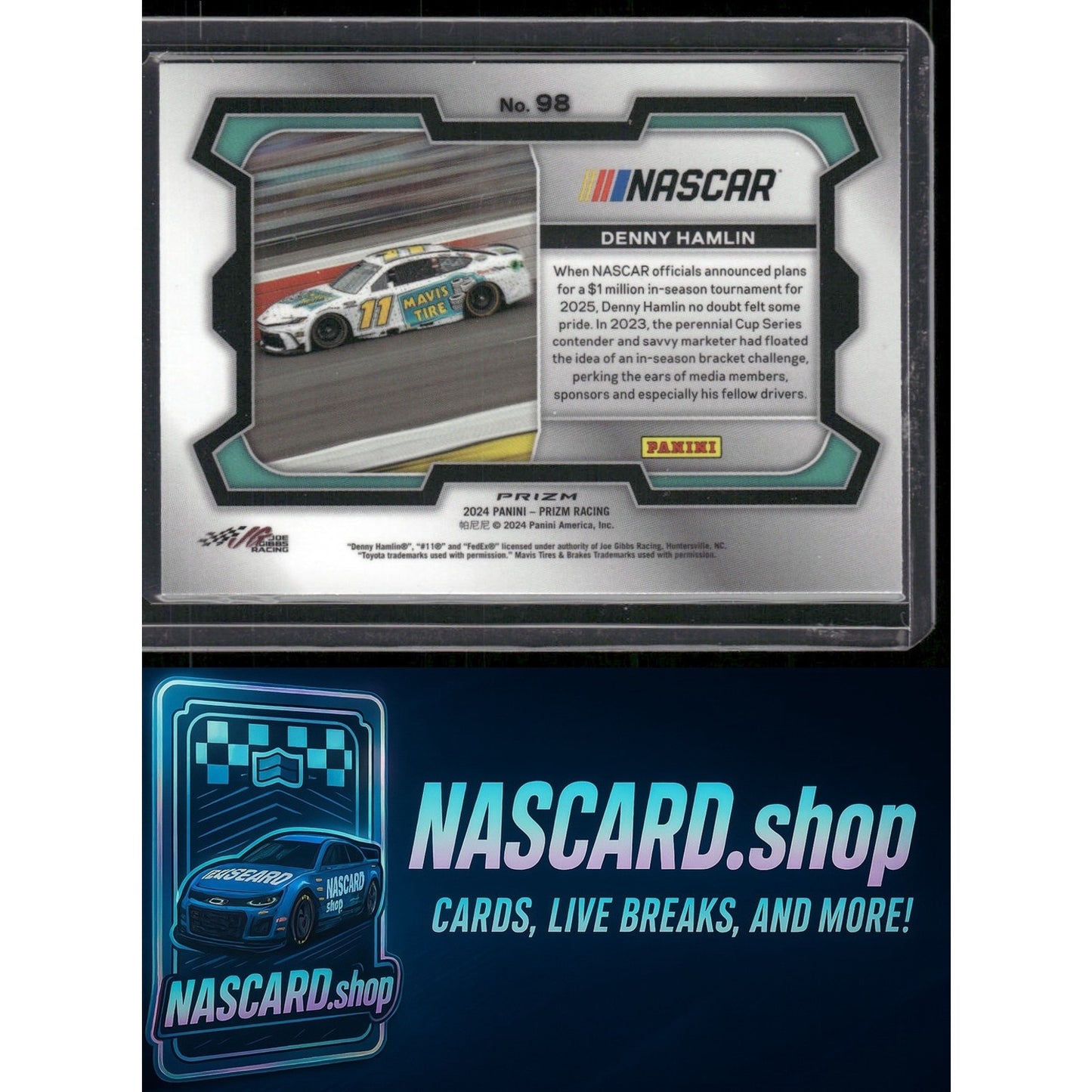 2024 Panini Prizm #98 Denny Hamlin Blue Ice - NASCARD.shop