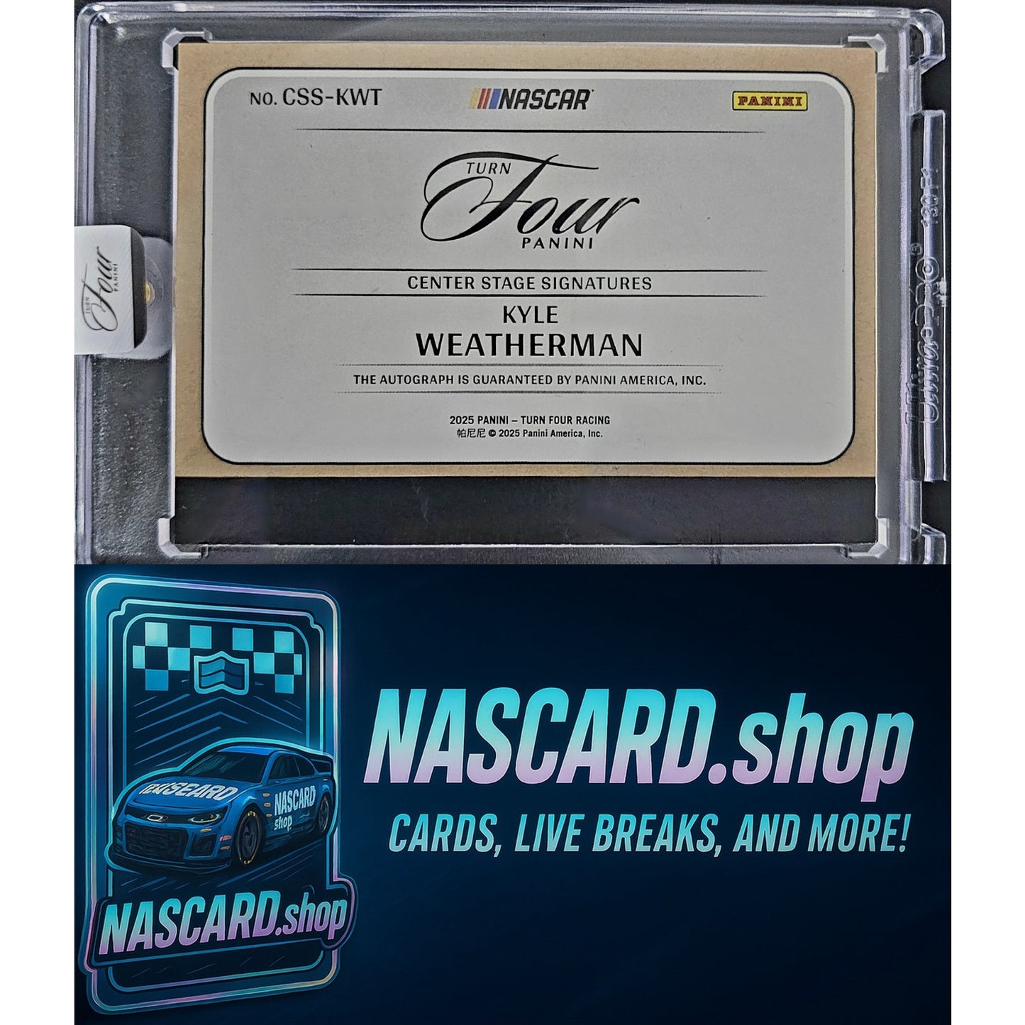 2025 Panini Turn Four Racing Kyle Weatherman Center Stage Signatures #/99