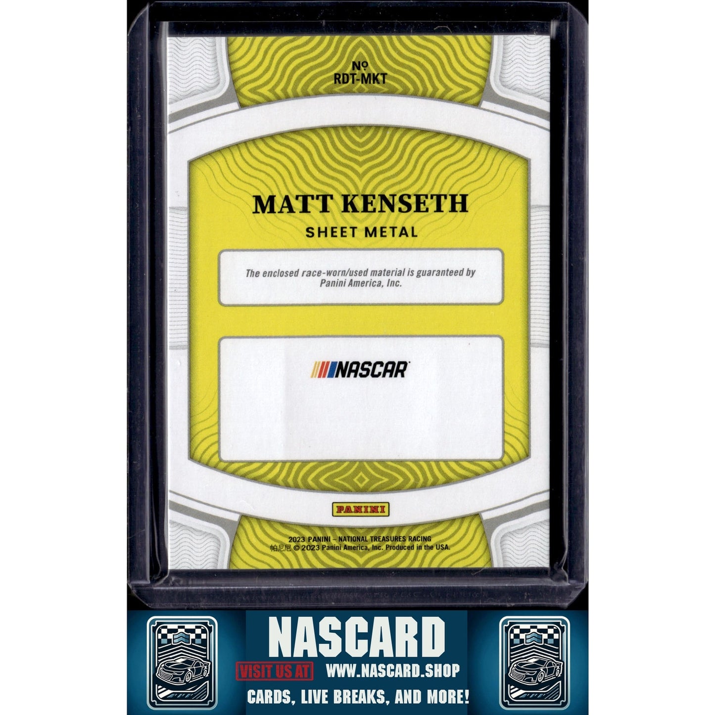 2023 Panini National Treasures Matt Kenseth Race Day Treasures Sheet Metal #/99 - NASCARD.shop