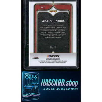 2025 Panini Select #11 Austin Cindric Select Numbers Gold Flash Prizms #/10 - NASCARD.shop