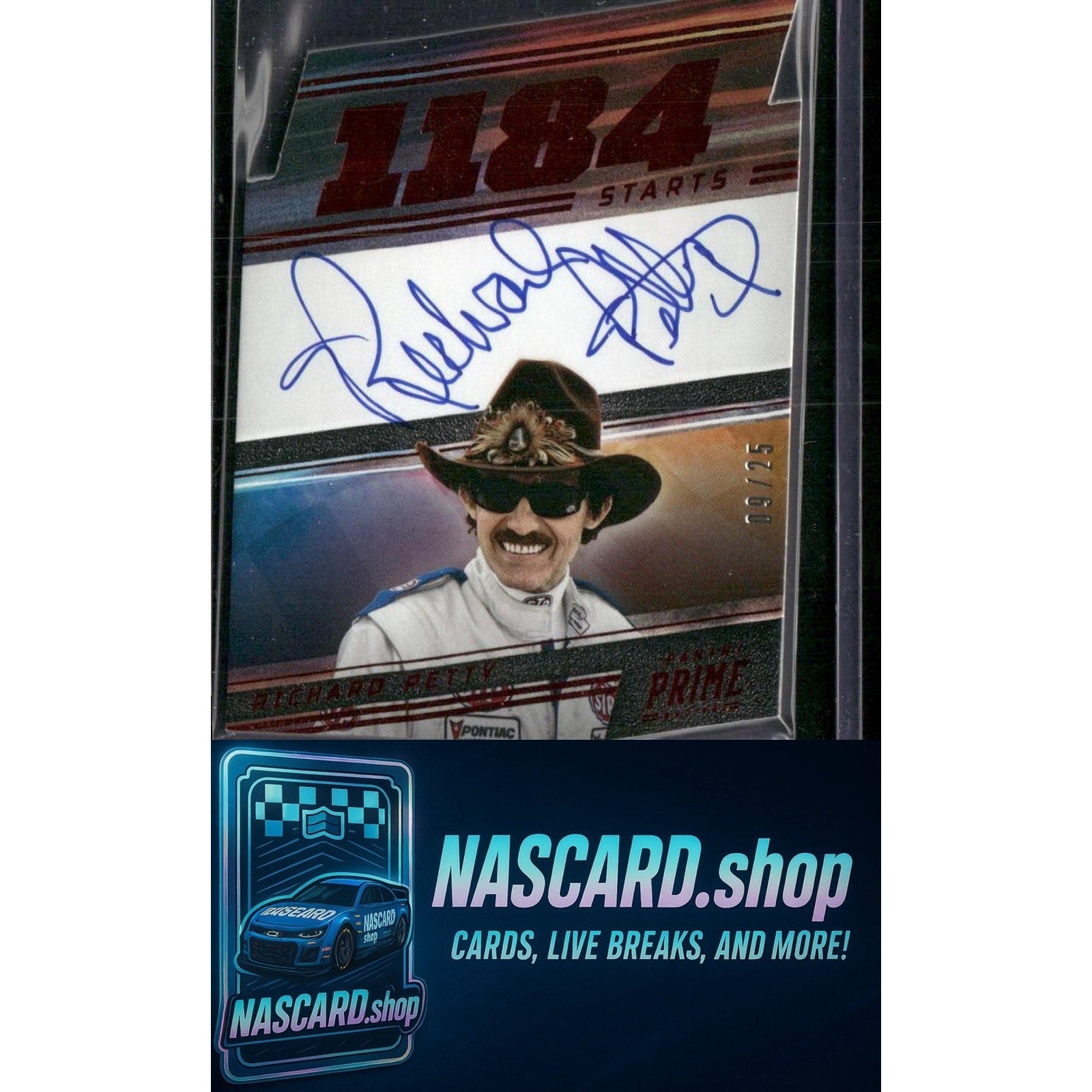2023 Panini Prime Richard Petty Die Cut Prime Number Signatures Red #/25 - NASCARD.shop