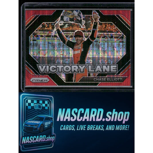 2024 Panini Prizm #14 Chase Elliott Victory Lane Red Pulsar #/199 - NASCARD.shop