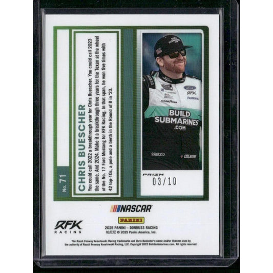 2025 Donruss #71 Chris Buescher Optic Gold #/10
