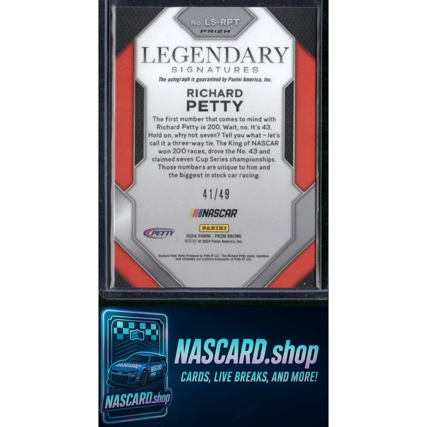 2024 Panini Prizm #LS-RPT Richard Petty Legendary Signatures Red #/49 - NASCARD.shop