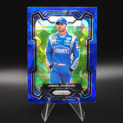 2024 Panini Prizm Racing Blue Cracked Ice #18 Jimmie Johnson NASCARD.shop