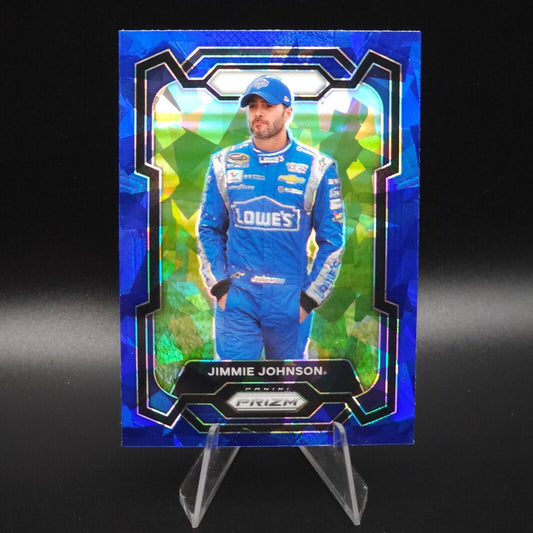 2024 Panini Prizm Racing Blue Cracked Ice #18 Jimmie Johnson