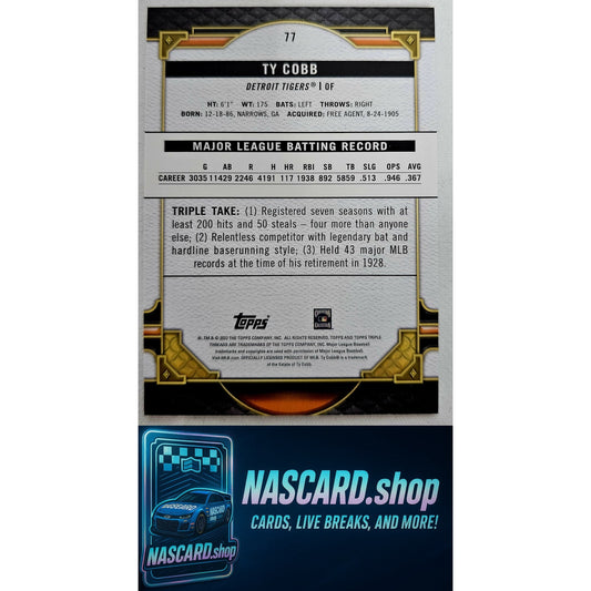 2022 Topps Triple Threads #77 Ty Cobb Aquamarine #/150 - NASCARD.shop