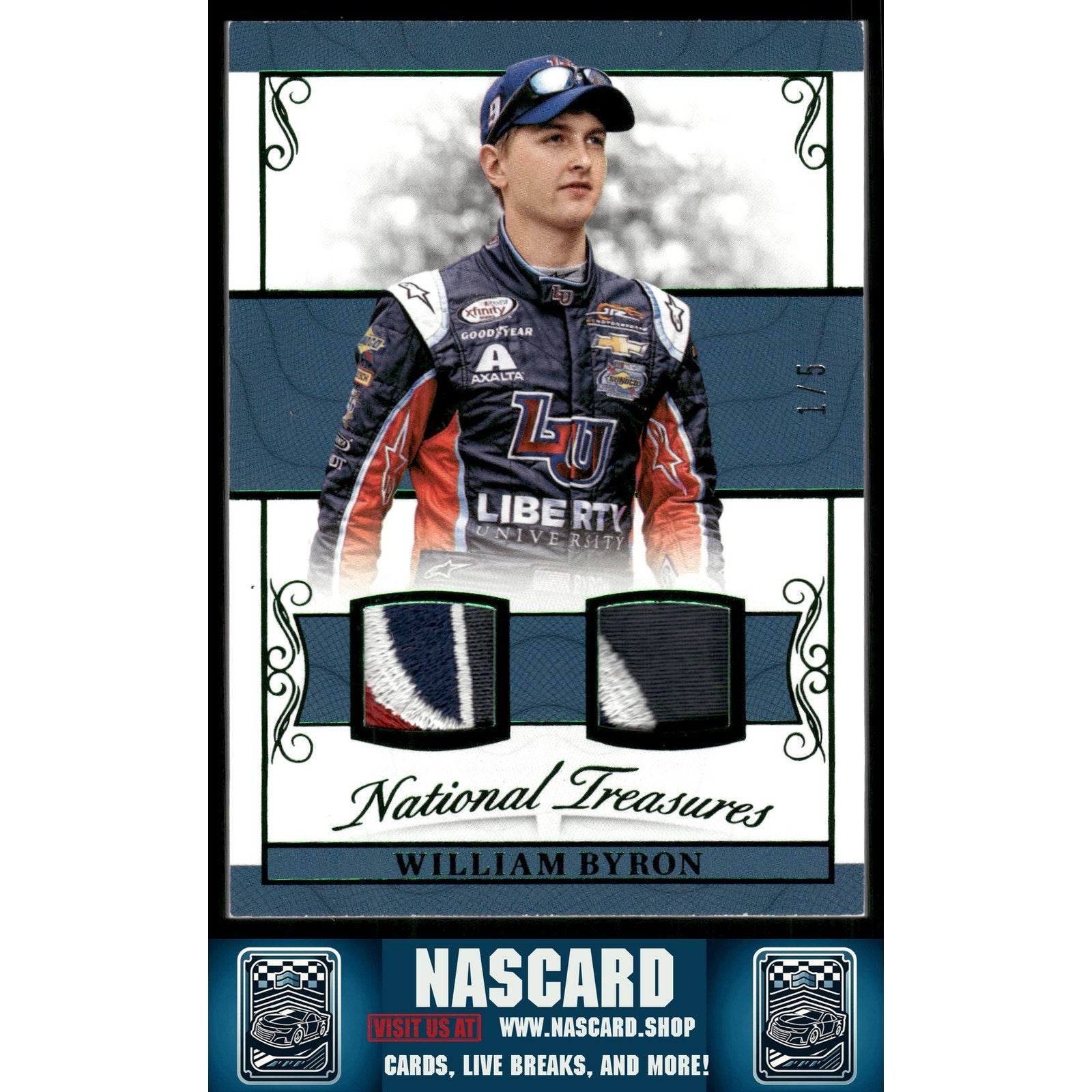 2017 Panini National Treasures William Byron Dual Firesuit Materials Green #/5 - NASCARD.shop