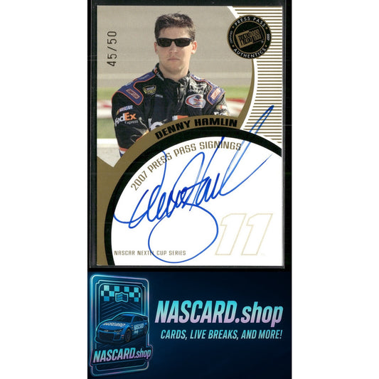 2007 Press Pass Denny Hamlin Signings Gold #/50 - NASCARD.shop
