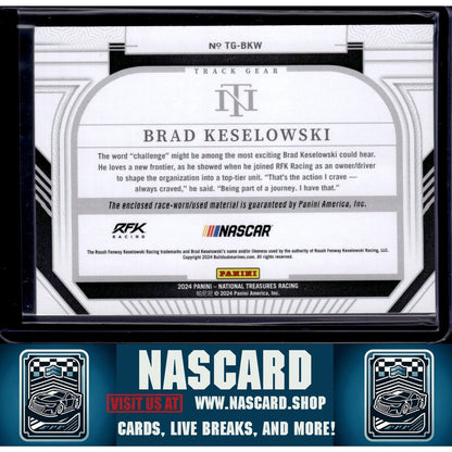 2024 Panini National Treasures #TG-BKW Brad Keselowski Track Gear Blue #/75