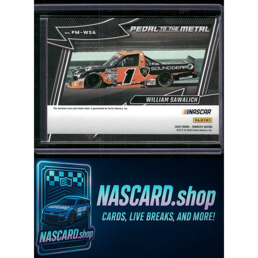 2025 Donruss #PM-WSA William Sawalich Pedal to the Metal Materials