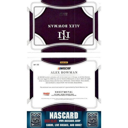 2023 Panini National Treasures Alex Bowman Jumbo Sheet Metal Booklet Duals #/25