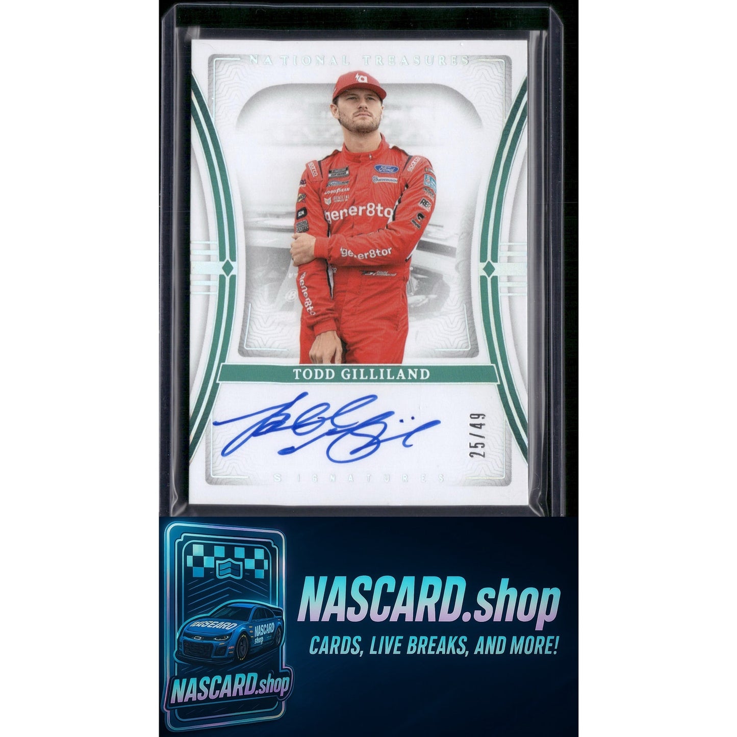 2024 Panini National Treasures #S-TGL Todd Gilliland Signatures Holo Silver #/49 - NASCARD.shop