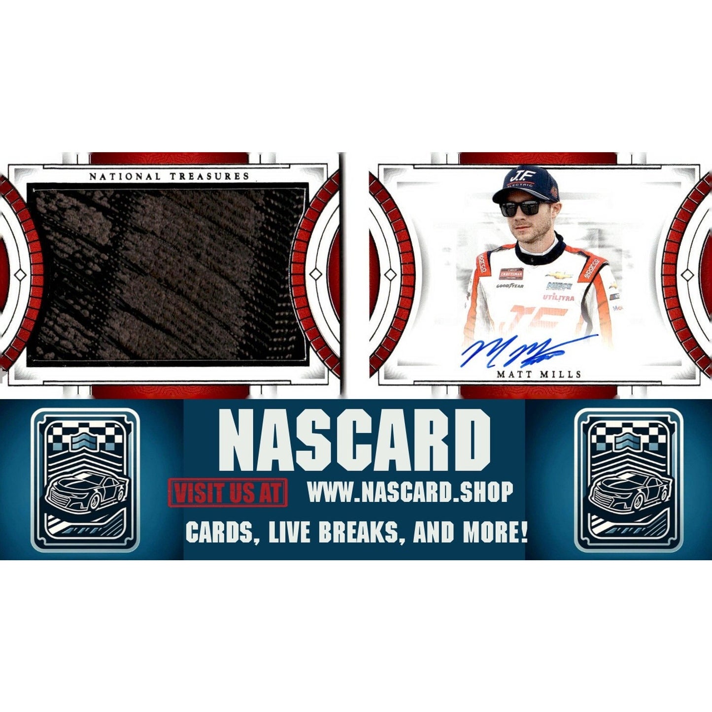 2024 National Treasures Matt Mills Tire Material Signature Booklet #/25 - NASCARD.shop