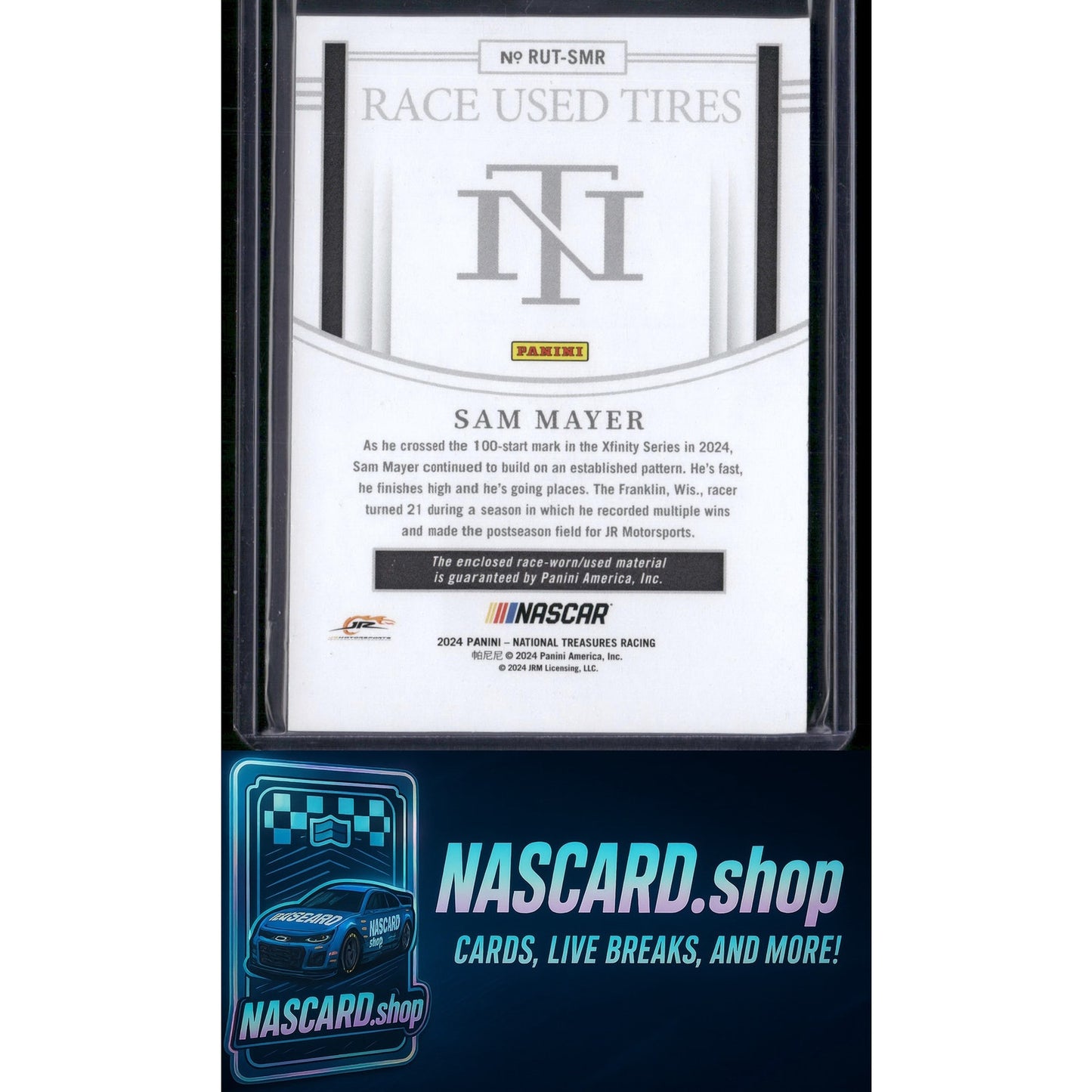 2024 Panini National Treasures #RUT-SMR Sam Mayer Race Used Tires Holo Gold #/10 - NASCARD.shop