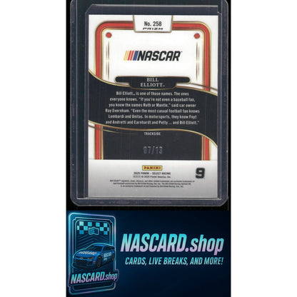 2025 Panini Select Trackside #258 Bill Elliott Gold Power Plaid #/13