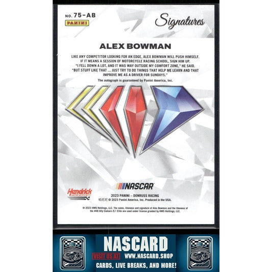 2023 Panini Donruss NASCAR 75th Anniversary Signatures Alex Bowman