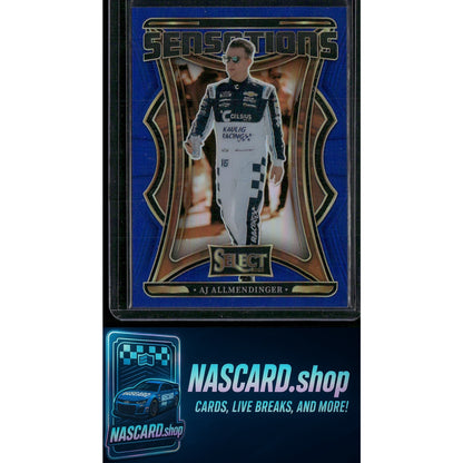 2025 Panini Select #23 AJ Allmendinger Sensations Blue Prizms #/49 - NASCARD.shop