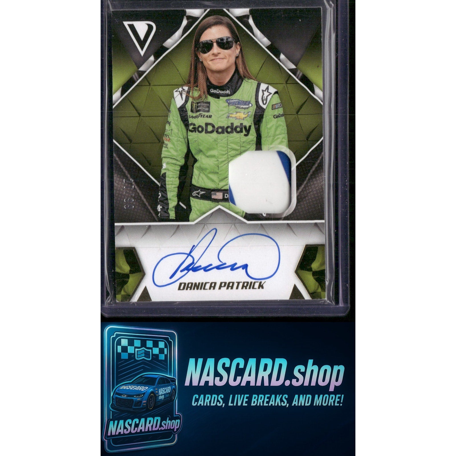 2019 Panini Victory Lane #SS-CE Danica Patrick Signature Swatches Gold #/99 - NASCARD.shop