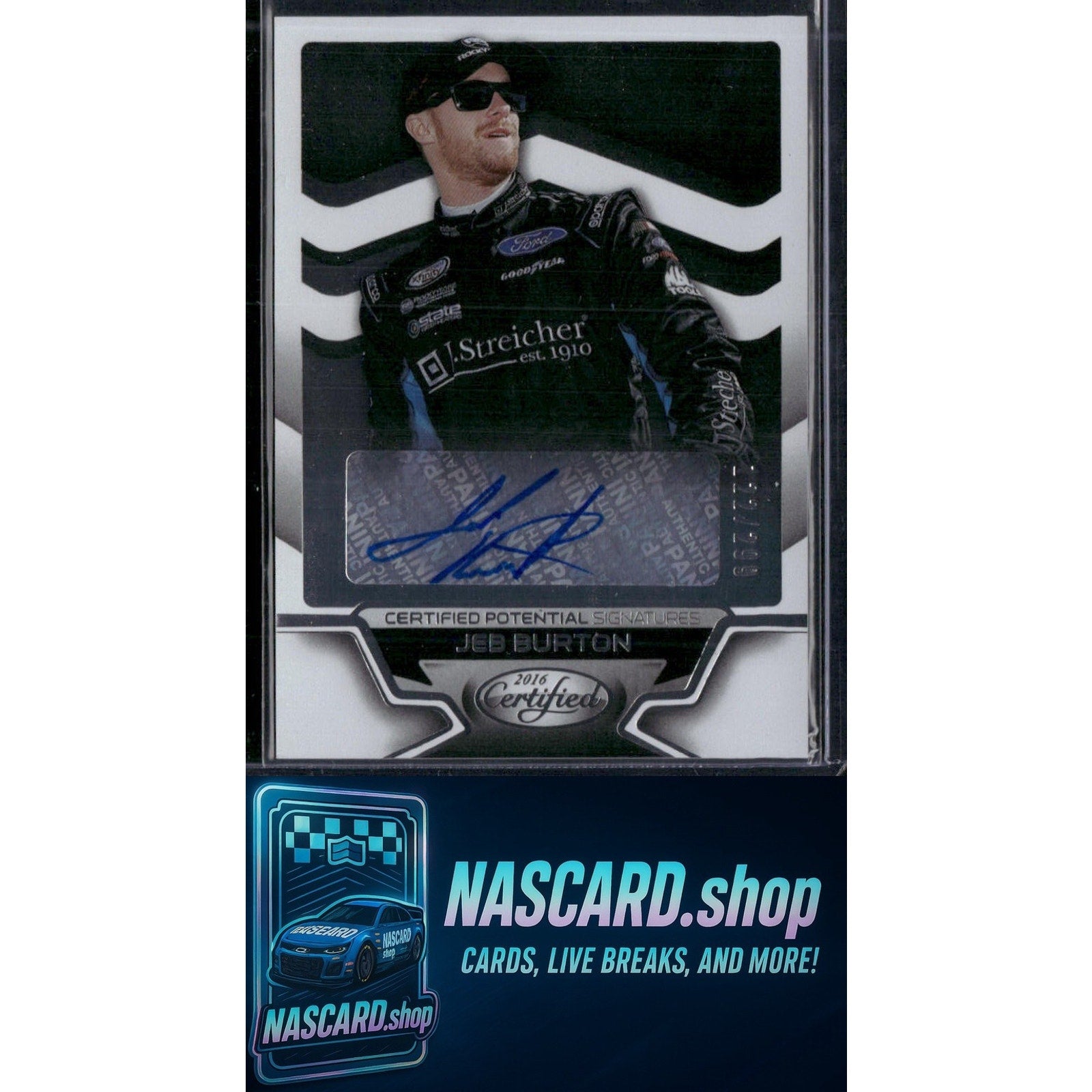 2016 Panini Certified #CP-JB Jeb Burton Certified Potential Signatures #/299 - NASCARD.shop