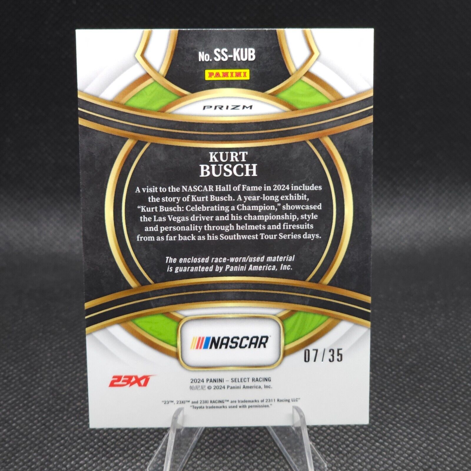 2024 Panini Select Racing Selective Swatches Blue Prizm #SS-KUB Kurt Busch 07/35 - NASCARD.shop