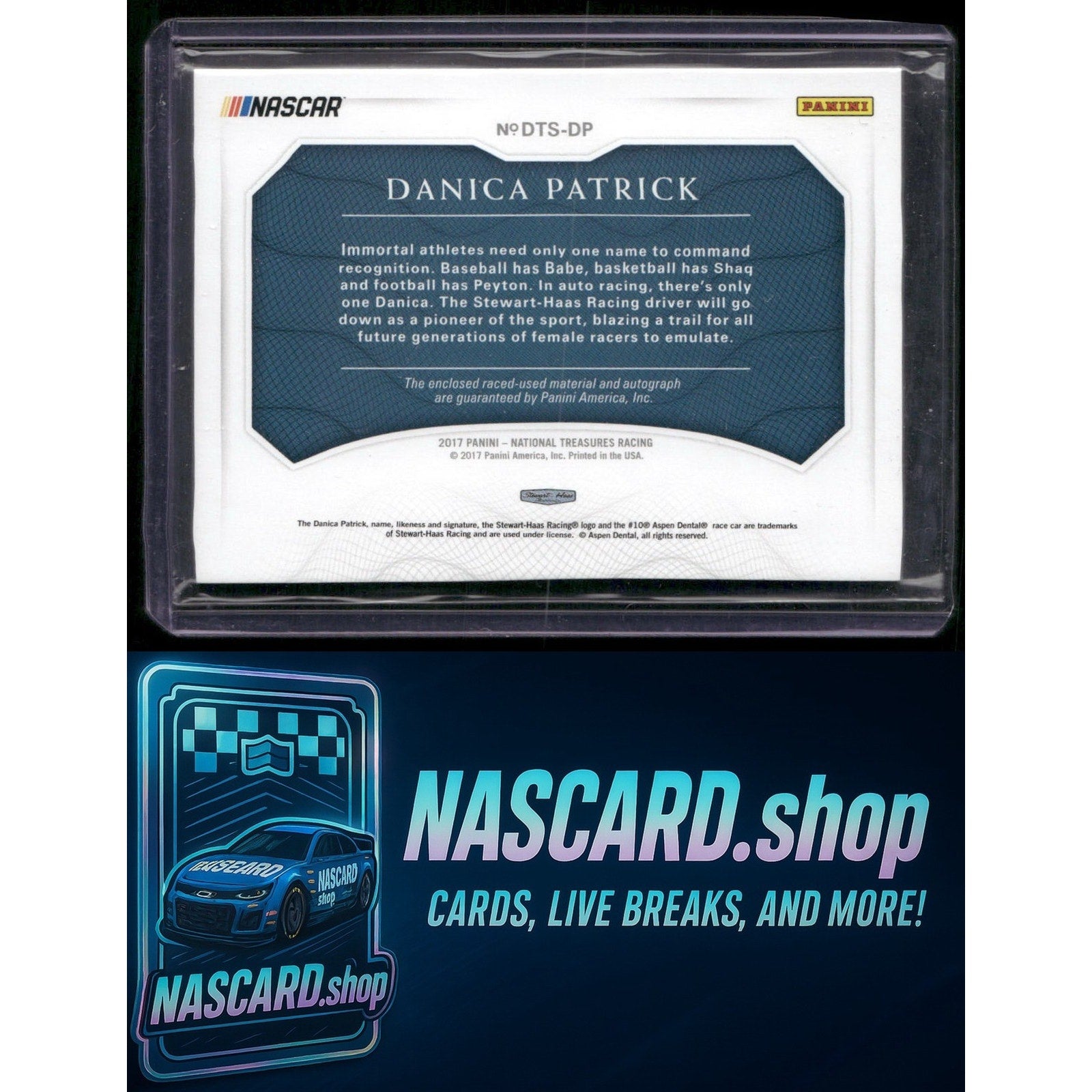 2017 Panini National Treasures Danica Patrick Dual Tire Signatures Holo Gold /10 - NASCARD.shop