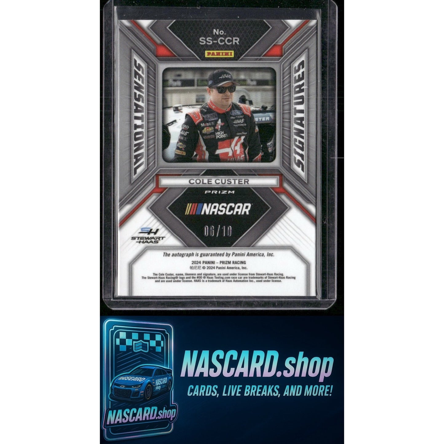 2024 Panini Prizm #SS-CCR Cole Custer Sensational Signatures Green Pulsar #/10