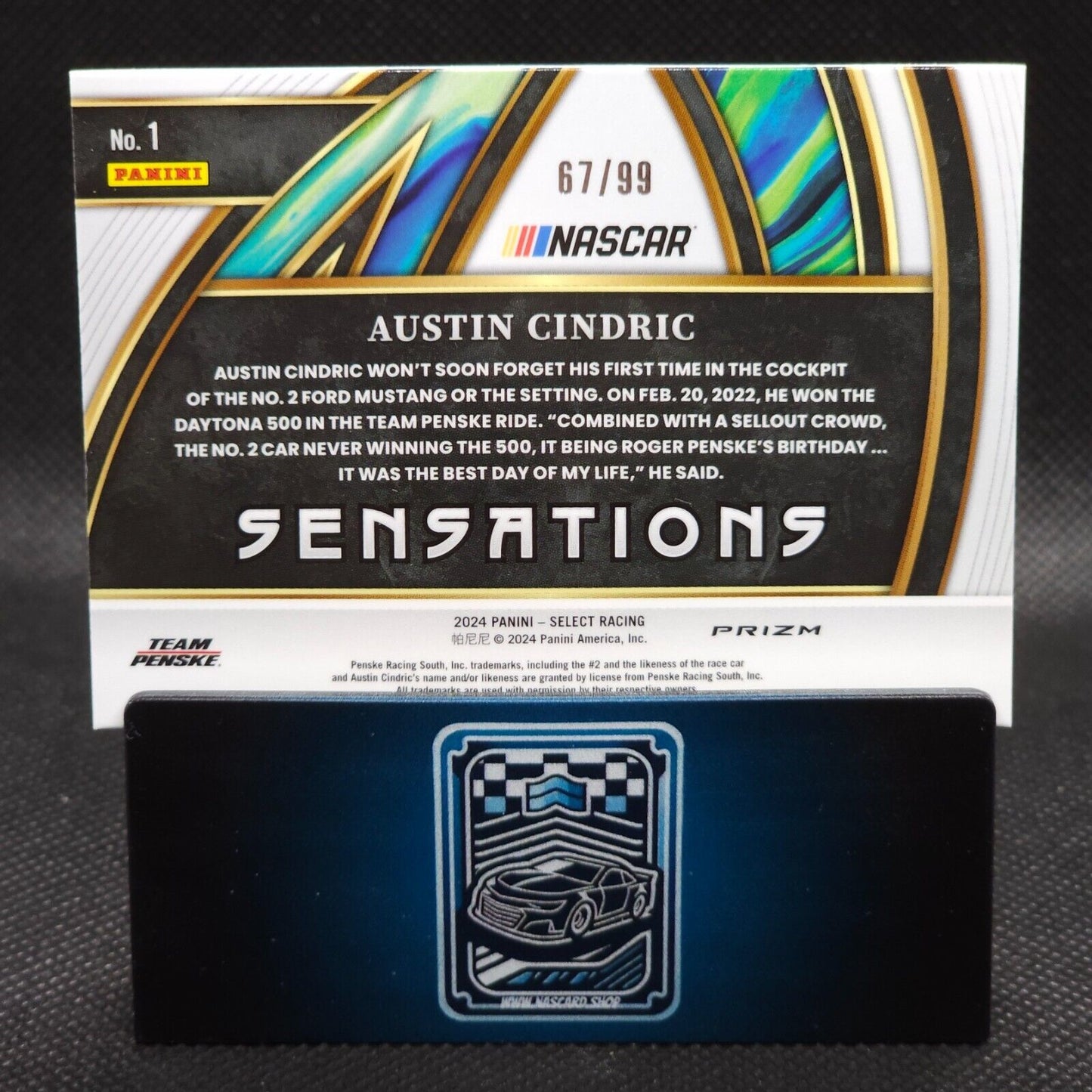 2024 Panini Select Racing Sensations Red Prizm #1 Austin Cindric 67/99 - NASCARD.shop